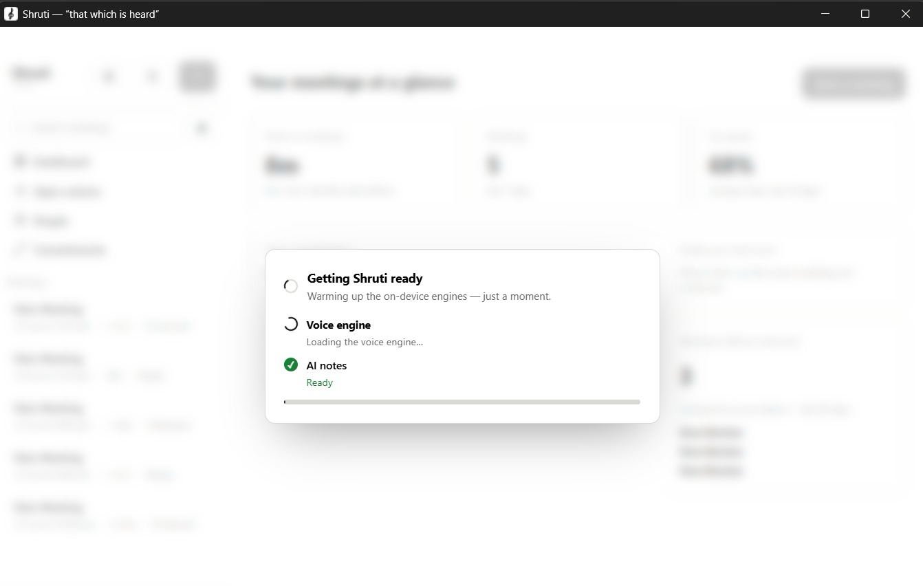 Shruti first-run downloading prerequisites