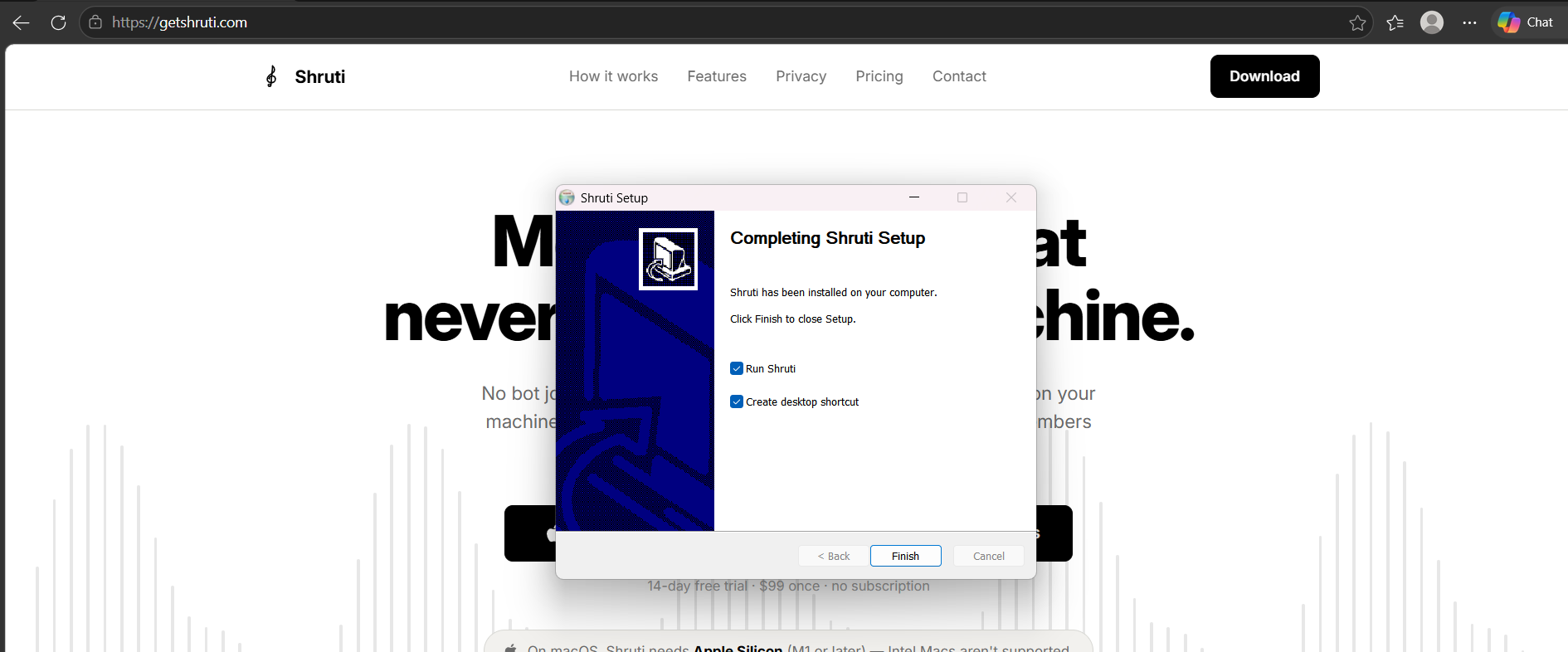 Installer — click Finish